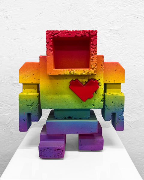 ROCK RAINBOW - 1ft Concrete Lovebot Sculpture