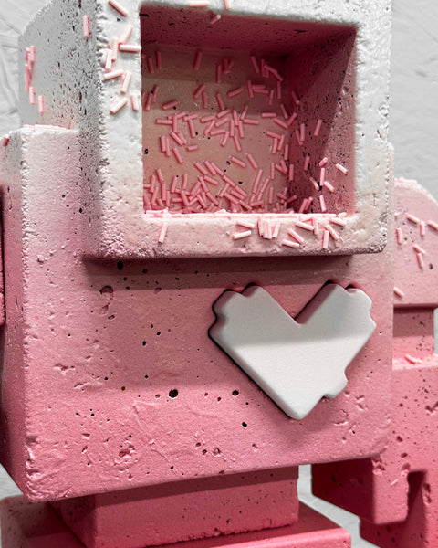 PINK CAKE - 1ft Concrete Lovebot Sculpture