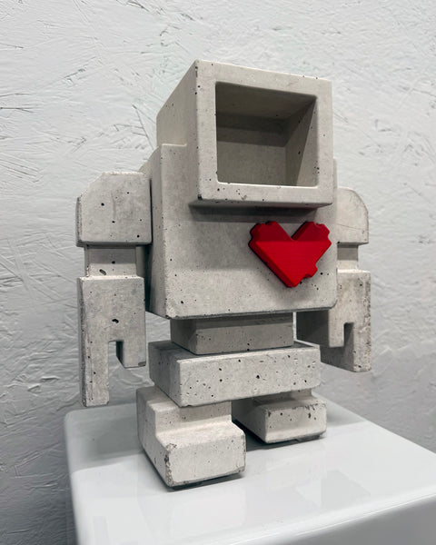RAW CONCRETE - 1ft Lovebot Sculpture