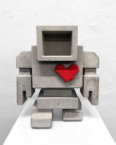 RAW CONCRETE - 1ft Lovebot Sculpture