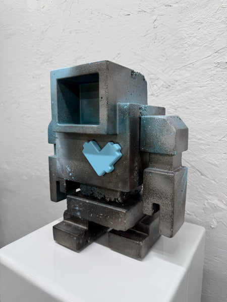 BURNT BABY BLUE - 1ft Concrete Lovebot Sculpture