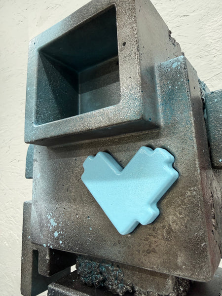 BURNT BABY BLUE - 1ft Concrete Lovebot Sculpture