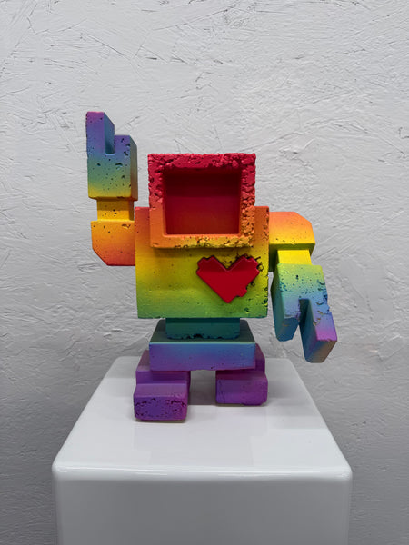 ROCK RAINBOW - 1ft Concrete Lovebot Sculpture