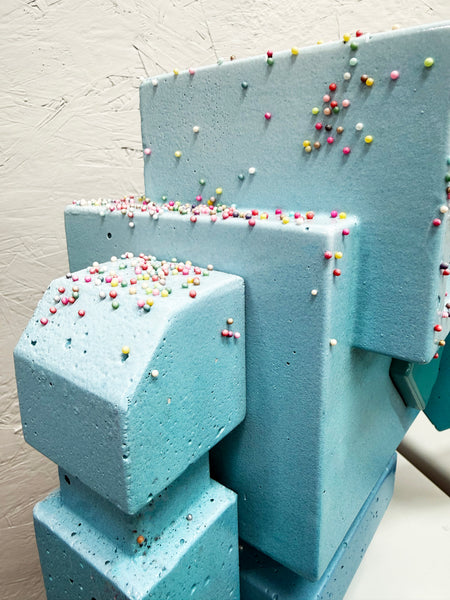!* RAFFLE - "Blue Sky Glaze 1ft Concrete Lovebot, A.P 3D Printed 1ft and three Ice Edition 6" Lovebots!