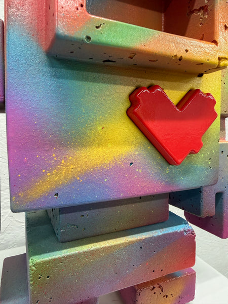 SOFT RAINBOW POP - 1ft Concrete Lovebot Sculpture