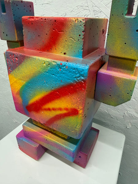 SOFT RAINBOW POP - 1ft Concrete Lovebot Sculpture