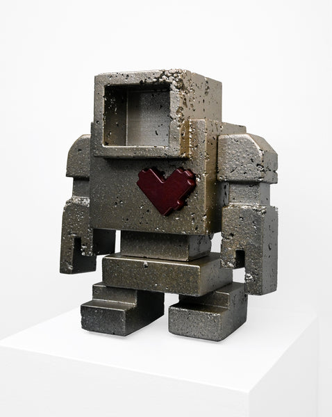 Custom Commissioned 1ft Concrete Lovebot Sculpture