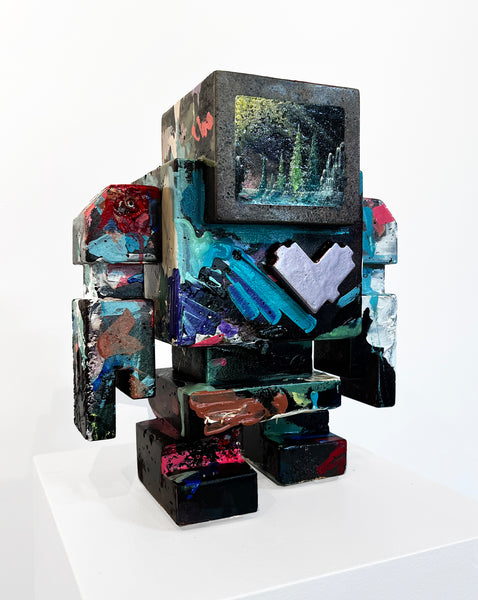 Custom Commissioned 1ft Concrete Lovebot Sculpture