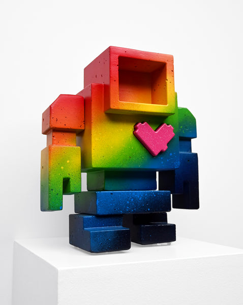 Custom Commissioned 1ft Concrete Lovebot Sculpture