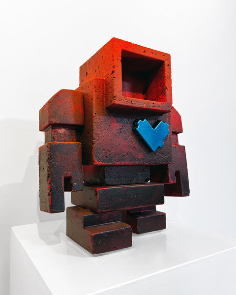 Custom Commissioned 1ft Concrete Lovebot Sculpture