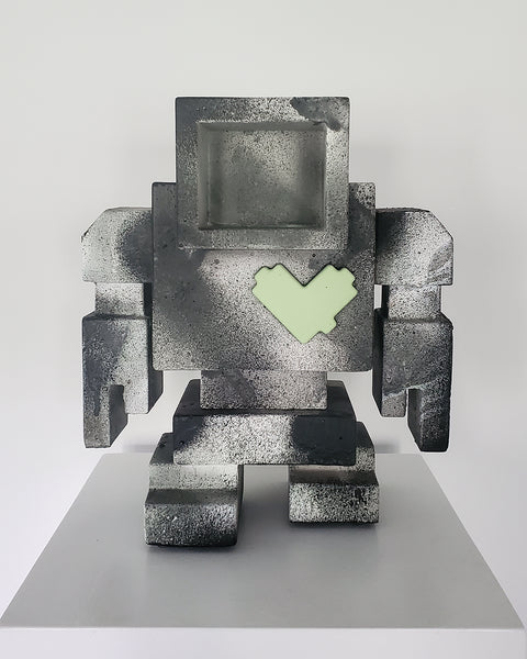Custom Commissioned 1ft Concrete Lovebot Sculpture
