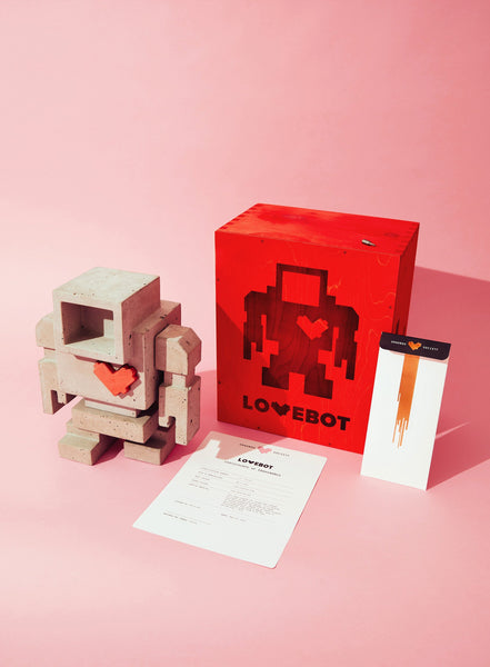 Custom Commissioned 1ft Concrete Lovebot Sculpture