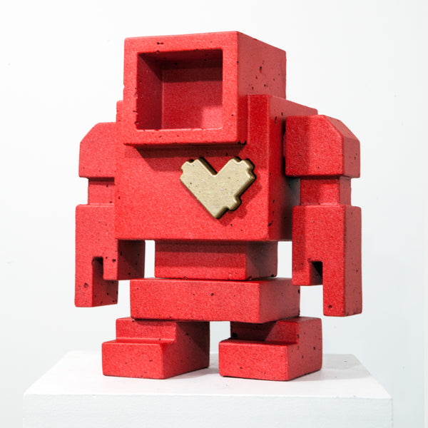 Custom Commissioned 1ft Concrete Lovebot Sculpture
