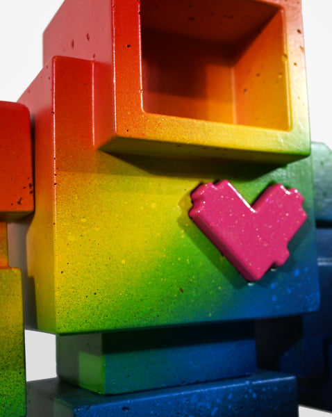 Custom Commissioned 1ft Concrete Lovebot Sculpture