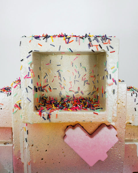 Custom Commissioned 1ft Concrete Lovebot Sculpture