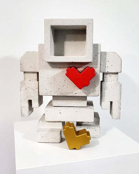 Custom Commissioned 1ft Concrete Lovebot Sculpture
