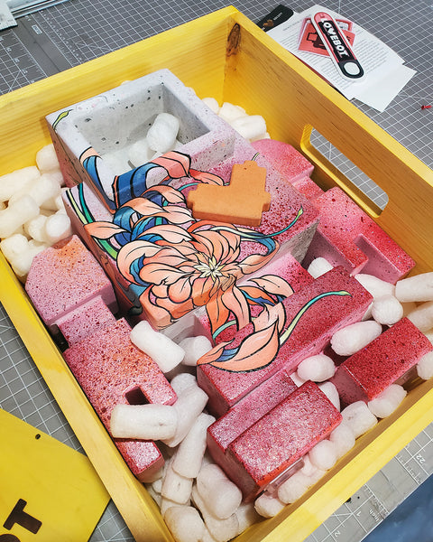 Custom Commissioned 1ft Concrete Lovebot Sculpture