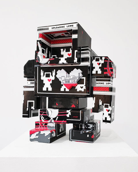 Custom Commissioned 1ft Concrete Lovebot Sculpture