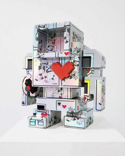 Custom Commissioned 1ft Concrete Lovebot Sculpture