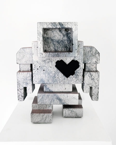 Custom Commissioned 1ft Concrete Lovebot Sculpture