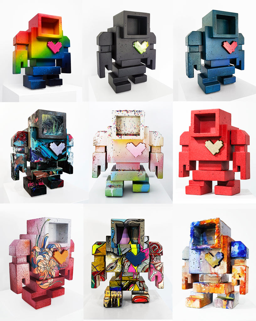 2025 Custom Commissioned 1ft Concrete Lovebot Sculpture April Ju Lovebot