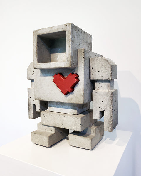 Custom Commissioned 1ft Concrete Lovebot Sculpture