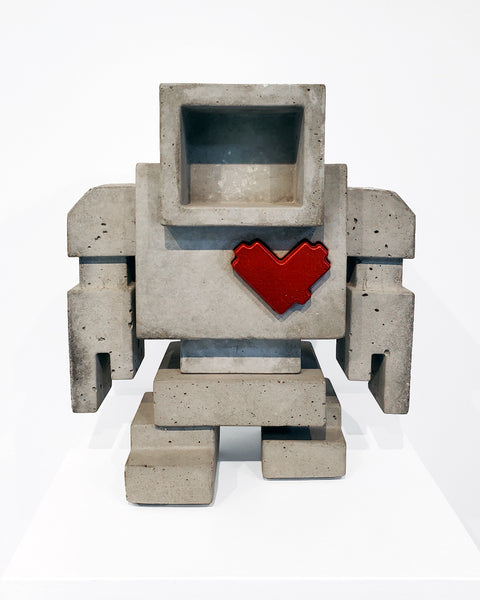 Custom Commissioned 1ft Concrete Lovebot Sculpture