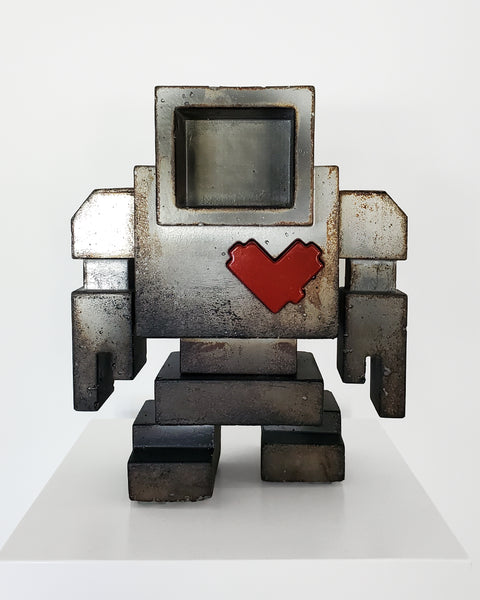 Custom Commissioned 1ft Concrete Lovebot Sculpture