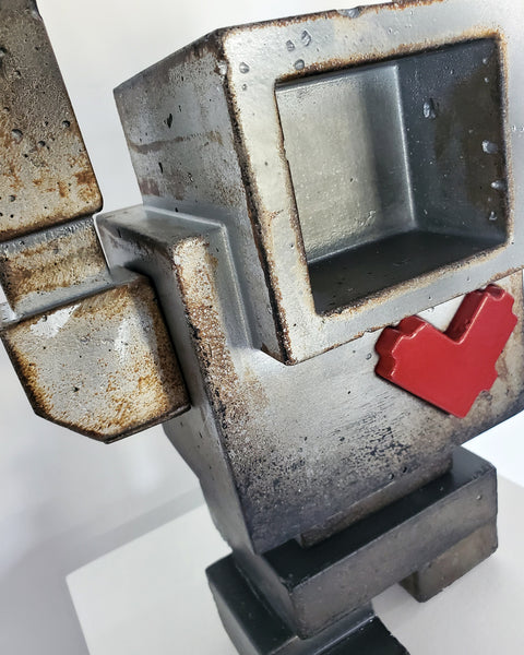 Custom Commissioned 1ft Concrete Lovebot Sculpture