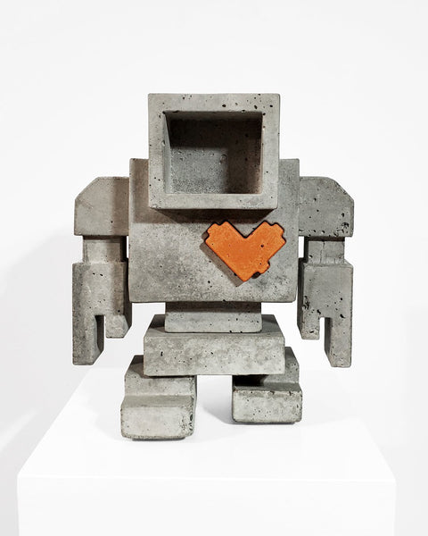 Custom Commissioned 1ft Concrete Lovebot Sculpture