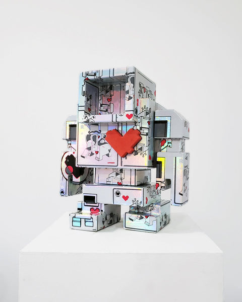 Custom Commissioned 1ft Concrete Lovebot Sculpture