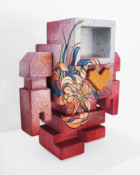 Custom Commissioned 1ft Concrete Lovebot Sculpture