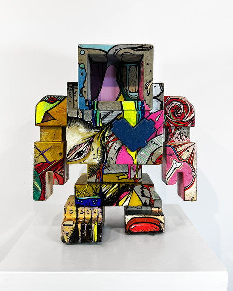 Custom Commissioned 1ft Concrete Lovebot Sculpture