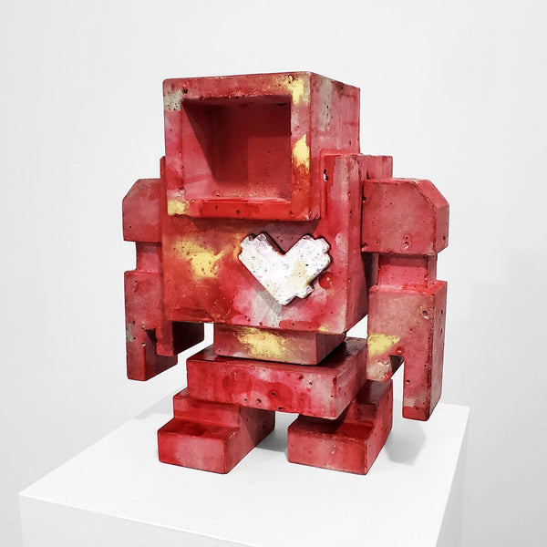 Custom Commissioned 1ft Concrete Lovebot Sculpture