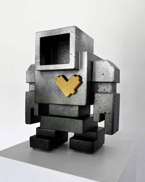 Custom Commissioned 1ft Concrete Lovebot Sculpture