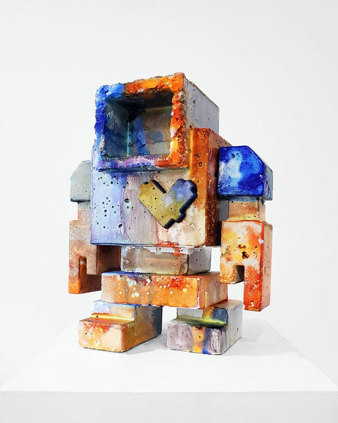 Custom Commissioned 1ft Concrete Lovebot Sculpture