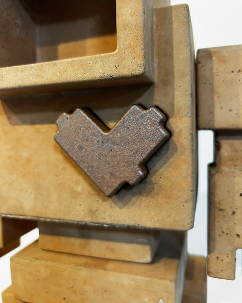 Custom Commissioned 1ft Concrete Lovebot Sculpture