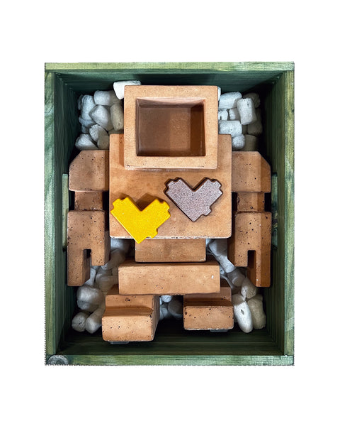Custom Commissioned 1ft Concrete Lovebot Sculpture