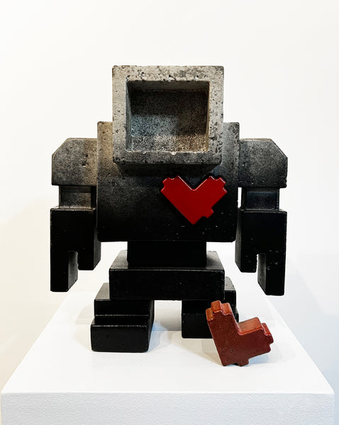 Custom Commissioned 1ft Concrete Lovebot Sculpture